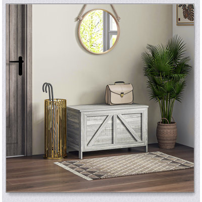 HOMCOM Farmhouse Storage Chest With Lift Top, Spacious Interior, And Safety Hinge For Bedroom, Entryway, And Living Room
