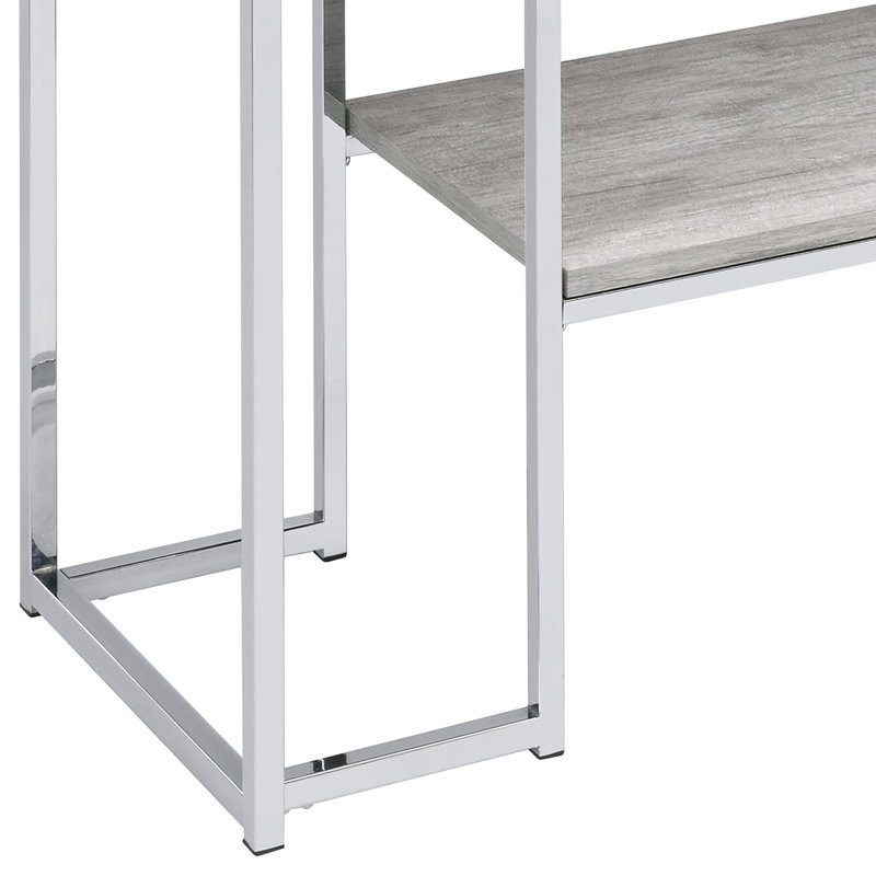 Table console en bois chaleureuse avec tablette ouverte - Console polyvalente et élégante en chêne naturel pour un style raffiné