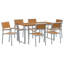 7 Piece Garden Dining Set Grey Steel-1246763857