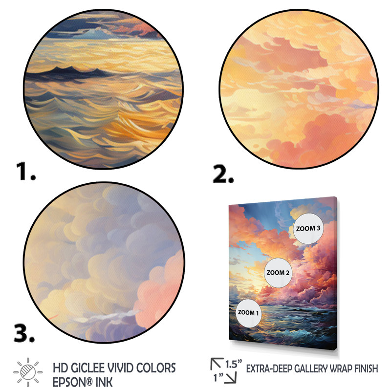 «Benderville Clouds Skys Canvas III», reproduction sur toile, H 20 po x l 12 po x P 1 po, Cadre photo blanc