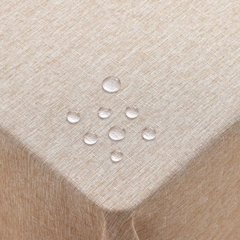 Linen Table Cloth Wipe Clean 140x300 cm, Wipeable Water Resistant Rectangular Tablecloth, Linen