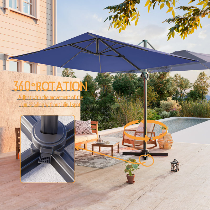 Parasol de patio en porte-à-faux 10x8FT, Marine