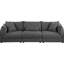Barely Black - siège modulaire à 3 places, dossier serré, accoudoirs évasés, style épuré, coussins rembourrés de mousse, coussins décoratifs, revêtement de salon modulaire moderne, assise