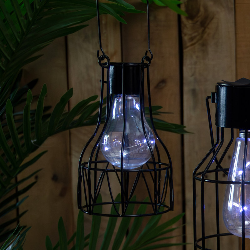 6.5" Black Geometric LED Outdoor Hanging Lantern