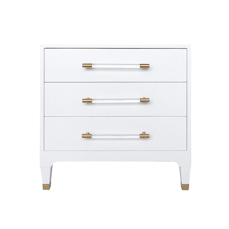 Amber 3 - Drawer Nightstand, White Linen