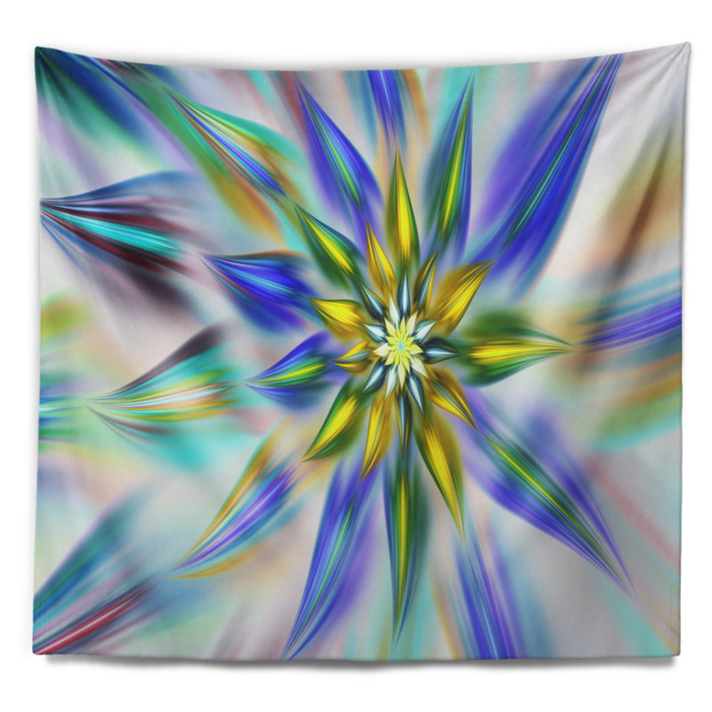 Tapisserie florale bleue, H 68 po x l 80 po