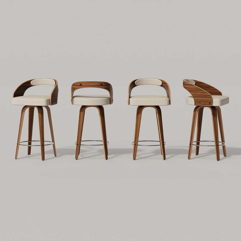 26'' Swivel  Upholstered Counter Stool, Beige