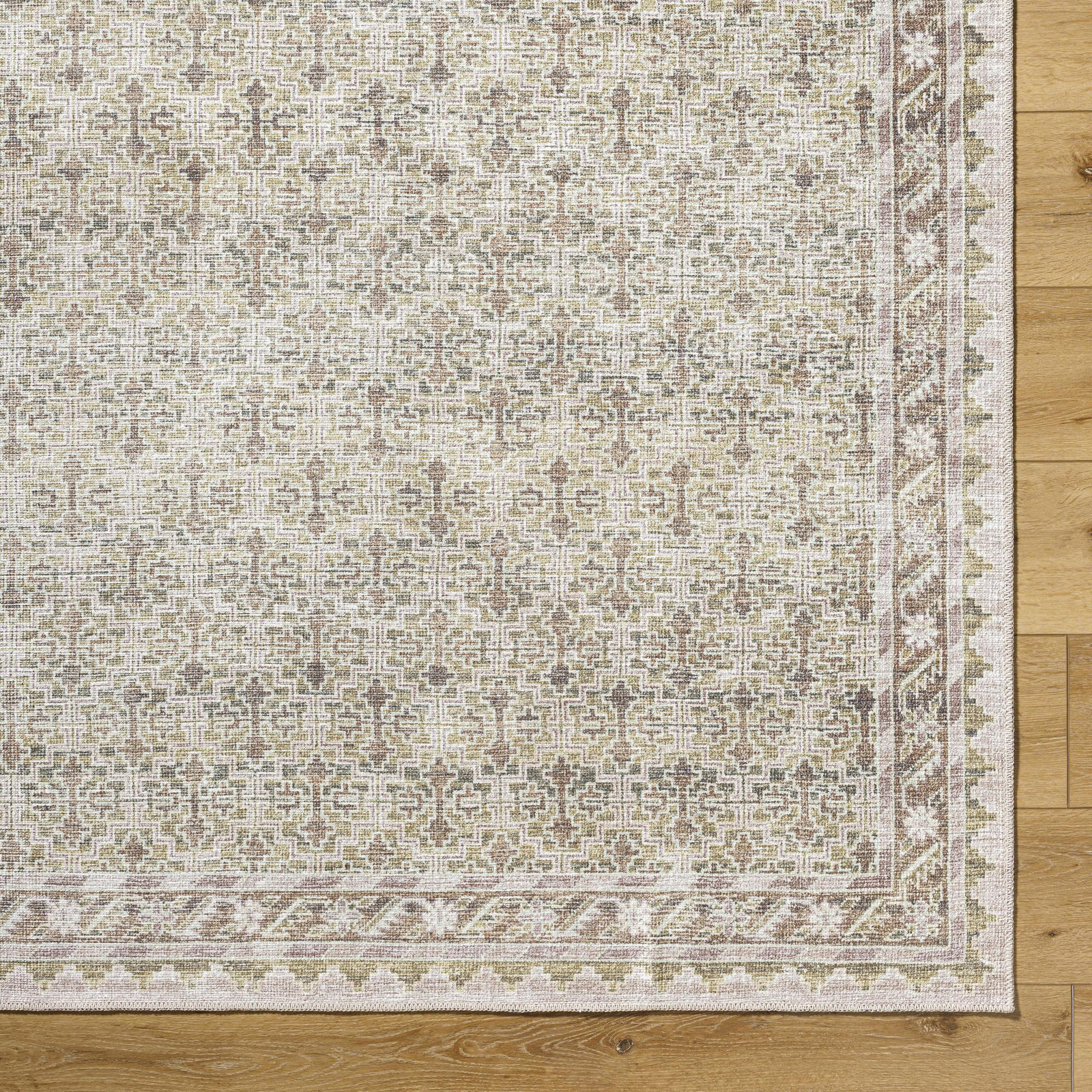 Our PNW Home x Livabliss Rainier Machine Washable Cream Traditional Area Rug, Rectangle 7'10" x 10'2"