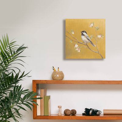 'Black Capped Chickadee On Gold'  by Danhui Nai Canvas Wall Art