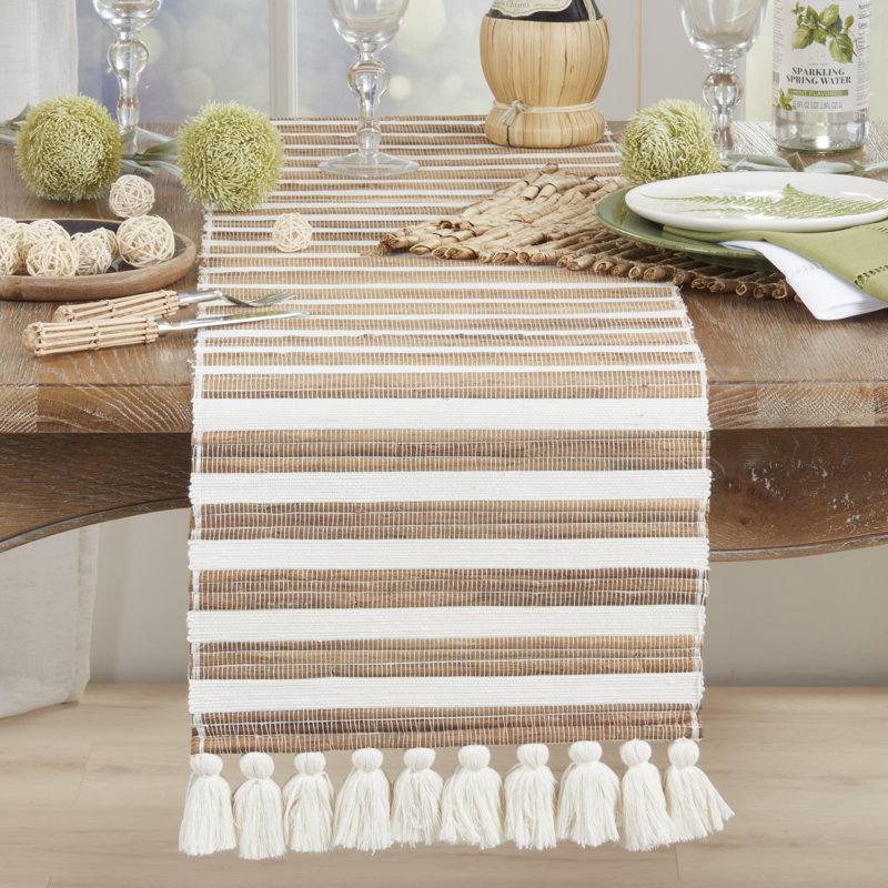 Water Hyacinth Woven Table Runner – Natural Non-Reversible Decorative Runner for Dining Table, 14"x72"
