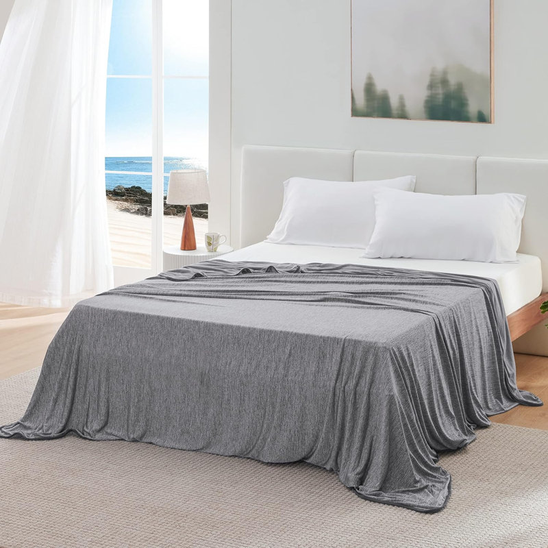 Couverture de lit légère rafraîchissante 189GSM, Grand, Gris foncé