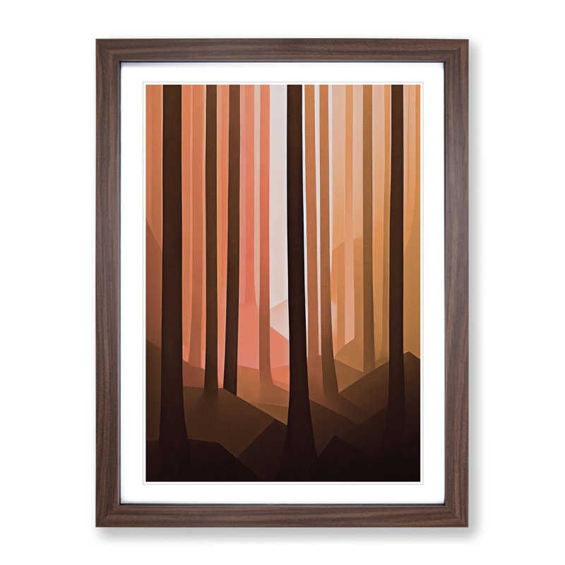 Abstract Autumnal Forest No.5 1 Piece Single Picture Frame Wall Art, 64cm H x 46cm W x 2cm D, Walnut