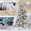 Arbre de Noël en forme d'épouvantail enneigé 8 pi avec lumières enneigées de 8 pi, 470 lumières DEL blanc chaud, 1242 pointes de mémoire en PVC, poteau électrique et structure à charnières-839991947