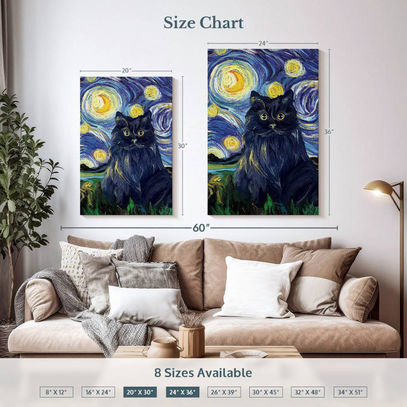 Brampt Abstract Black Cat, 36" H x 24" W