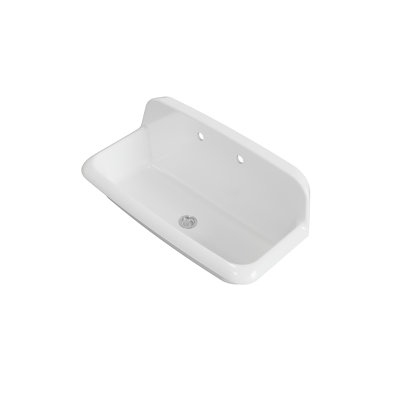 ELLAI 36 Inch Wall Mounted High Back Kitchen Sink White Porcelain Utility Sink Farm Sink Ceramic Laundry Sink, 8 in centers, 36" x 18" x 15"
