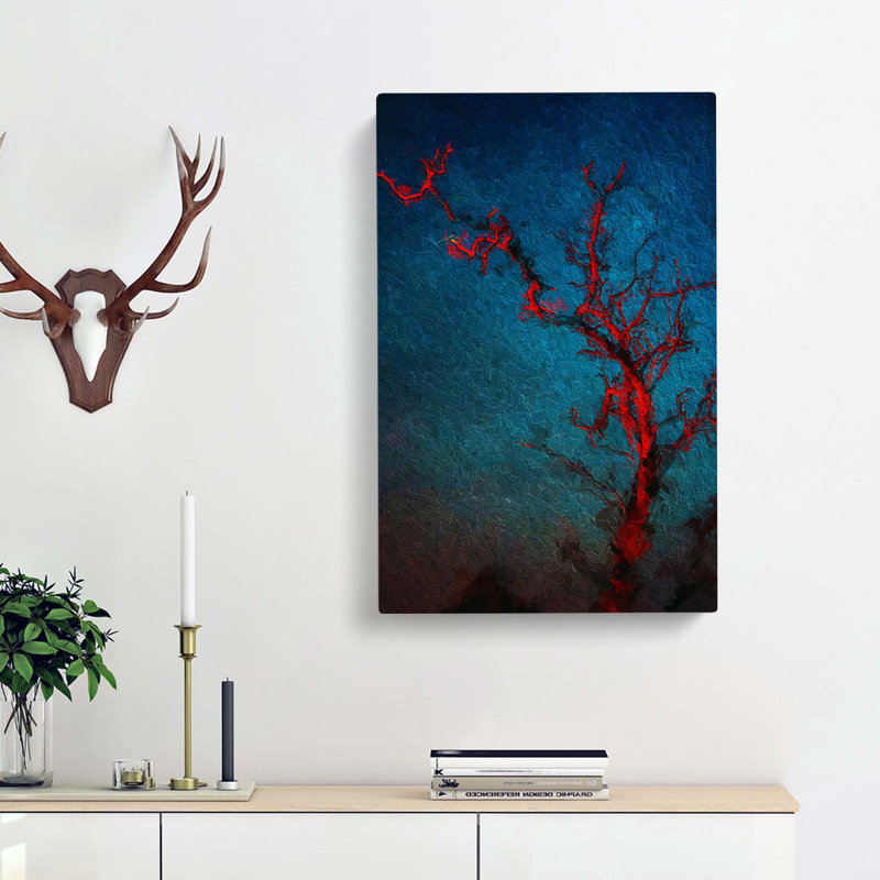 Midnight Tree in Abstract - Wrapped Canvas Painting Print, 76cm H x 50cm W x 3cm D