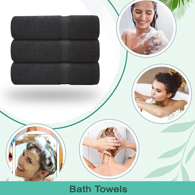 Nayelly Turkish Cotton Bath Towel, Black