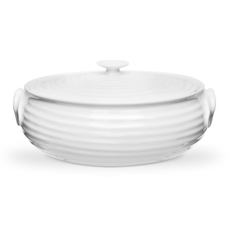 Portmeirion Sophie Conran White Oval Cov Cass Sm 3.5 Pt/9"