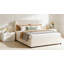Grand lit plateforme tapissier avec 2 tiroirs et 1 lit gigogne simple TG, tête de lit classique, beige-1203183313-1203183316