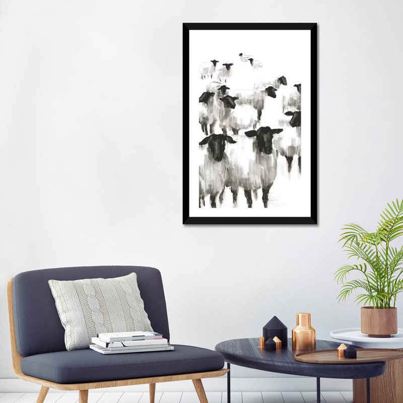 Print, H 32 po x l 24 po x P 1 po, Blanc, Papier encadré noir