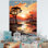 Coucher de soleil africain, savane, harmonie I - arbre, art mural africain
