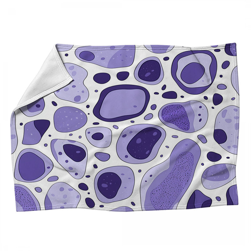 Jeté en molleton Pebbles, Blanc / mauve abstrait, L 60 po x l 50 po