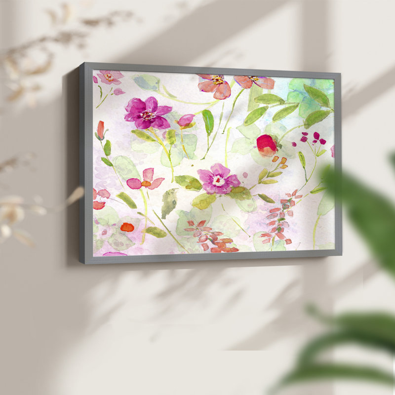 Jardin d'été - impression encadrée - réaménageable, Gris, H 16 po x l 20 po