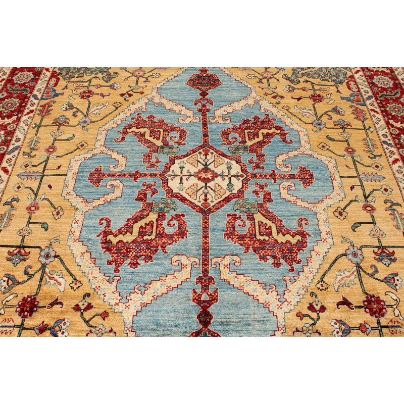 8x10 Yellow and Red Anatolian Traditional Rug