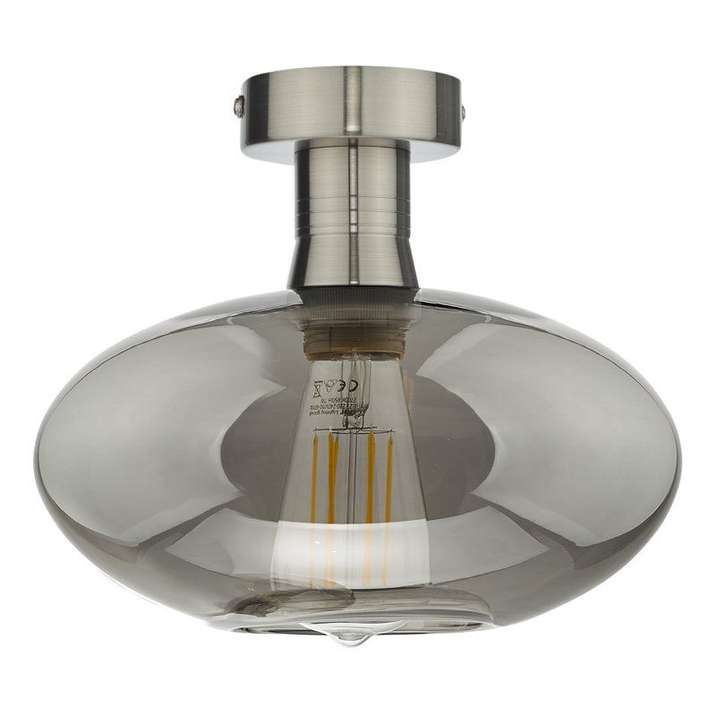EMERSON 1LT SEMI FLUSH CW SMOKED GLASS, Antique Chrome