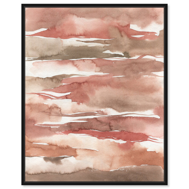 Large Black Framed Abstract Canvas Print in Earthy Tones