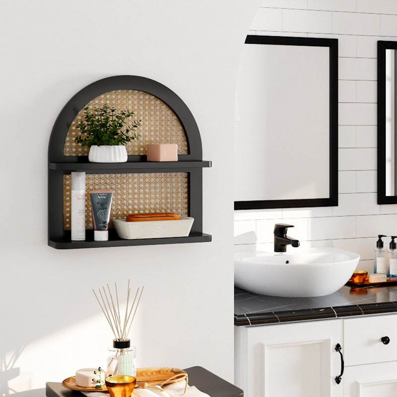 Tablette murale en bois Boho Rattan