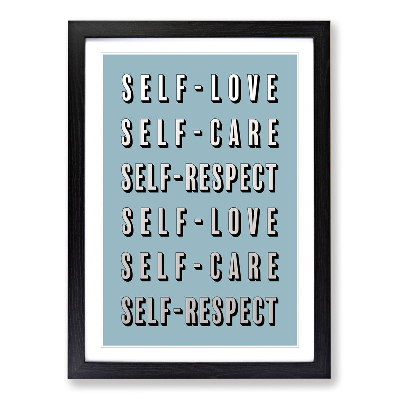 Love Care and Respect - Picture Frame Typography, 65cm H x 48cm W x 2cm D, Black Framed