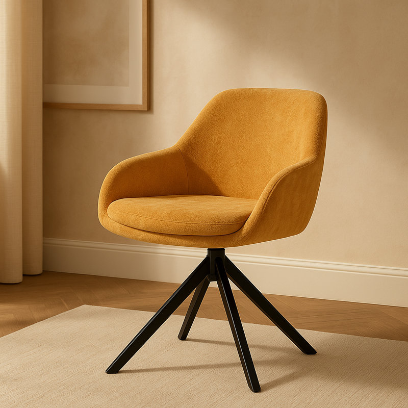 Oslo Modern Dining Chair with Black Metal Legs – Sleek Contemporary Design & Comfortable Seating, Yellow