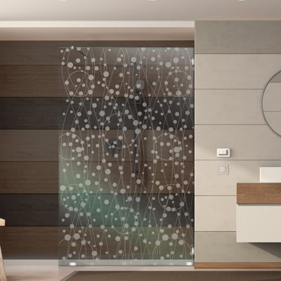 Écran de douche fixe en verre trempé givré de 37-1 / 2 po x H 75 po avec design givré de haute qualité
