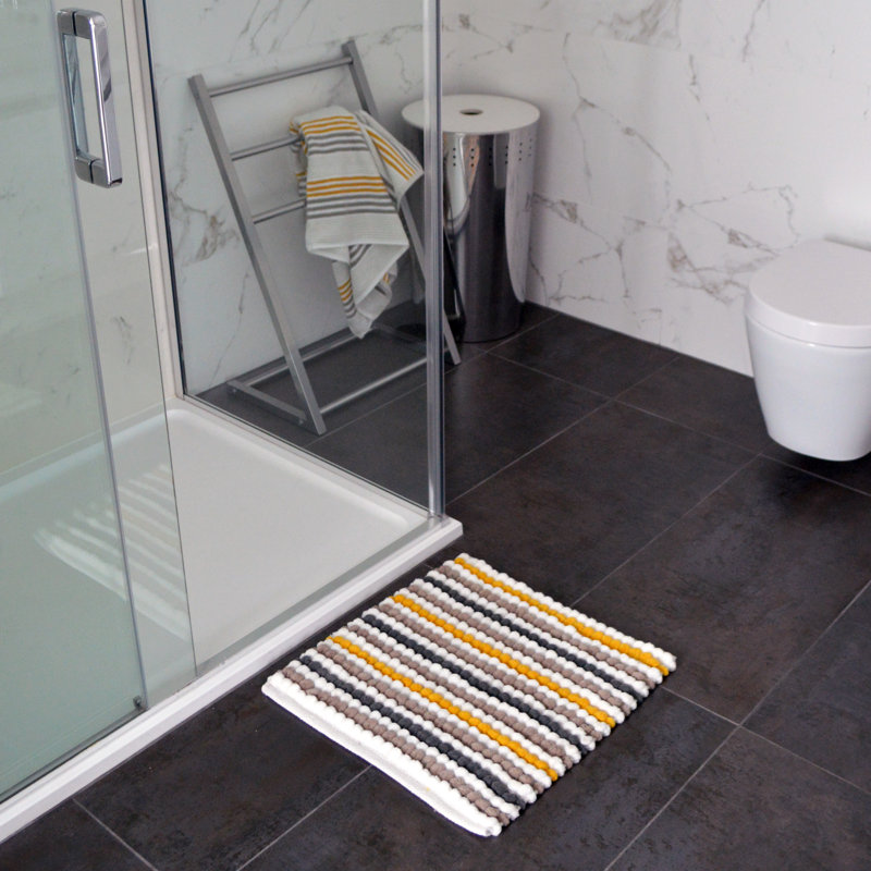 Kupar Chunky Bobble Square Bath Mat, Mustard