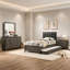 Ensemble de chambre à coucher pleine grandeur 4 pièces Meli, tapissée, commode, bois massif gris-108977158-108977159