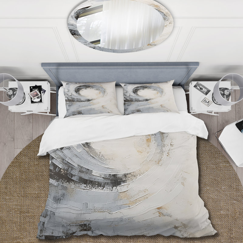 Ensemble de housse de couette blanc et gris Majestic Motion - Abstract Spirals