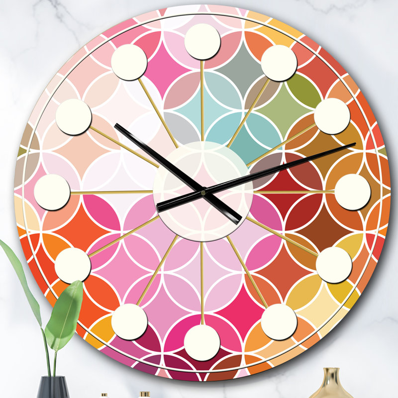 Horloge murale géométrique rétro Design II - Mid-Century, Grand