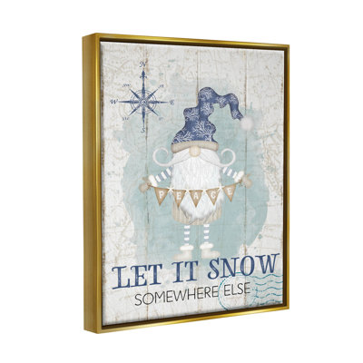 Let It Snow Somewhere Else Gnome, art de la giclée encadrée par Jennifer Pugh