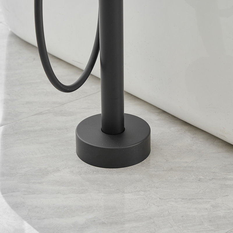 Matte Black Freestanding Floor Tub Faucet with Hand Shower