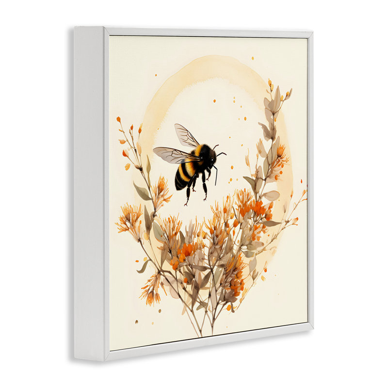 Bee Florals View, estampe numérique encadrée par Petal Prints Design, H 24 po x l 24 po