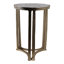 Table d'appoint en métal et aluminium avec plateau en pierre 22 po champagne et blanc
