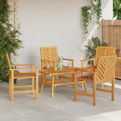 4 - Person Acacia Patio Dining Set with Rectangular Table