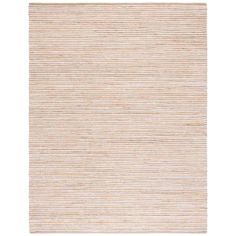 Abish Woven Jute/Canvas/Cotton Performance Striped Rug in Natural/Ivory, Rectangle 8' x 10'