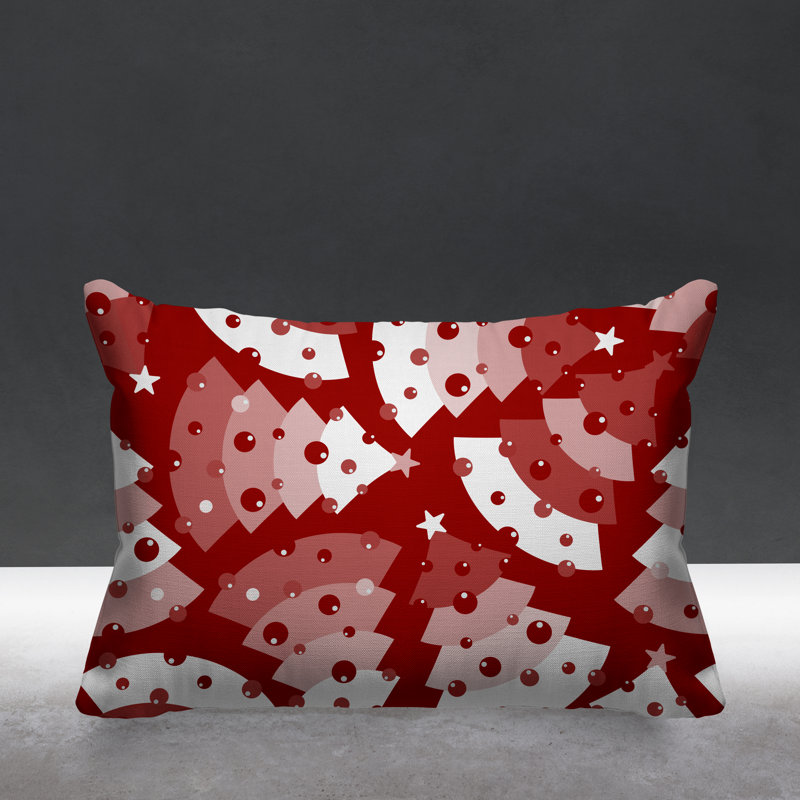 Coussin décoratif intérieur / extérieur Christmas Tree, Rouge, 14 po x 20 po, Rectangulaire