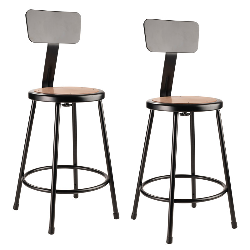 Tabouret en acier robuste avec dossier, Noir, 39"