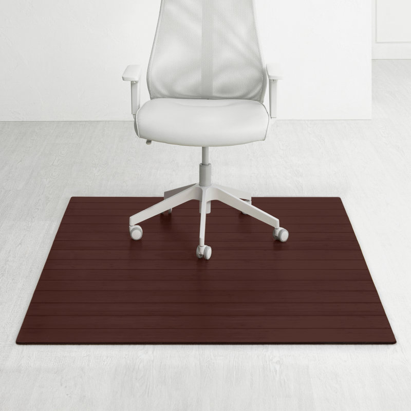 Standard 8mm Thick Bamboo Chair Mat – Anti-Slip, Straight Cut, Designed for Hard Flooring, Not Included, Dark Cherry