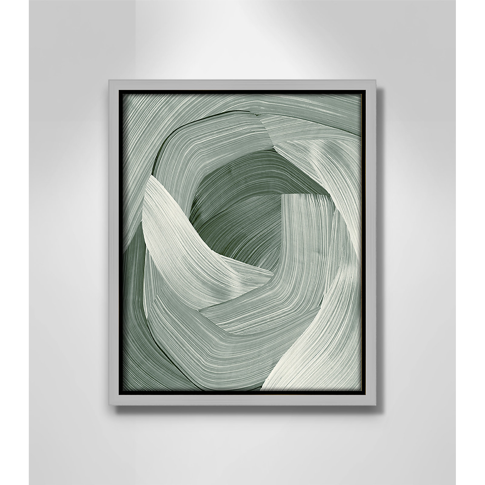 Enriched Emerald - Floater Frame Graphic Art Print on Canvas, 11.5" H x 9.5" W, Silver 