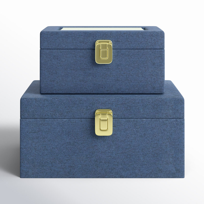 Ensemble de 2 boîtes décoratives Aiyanna, Bleu marine