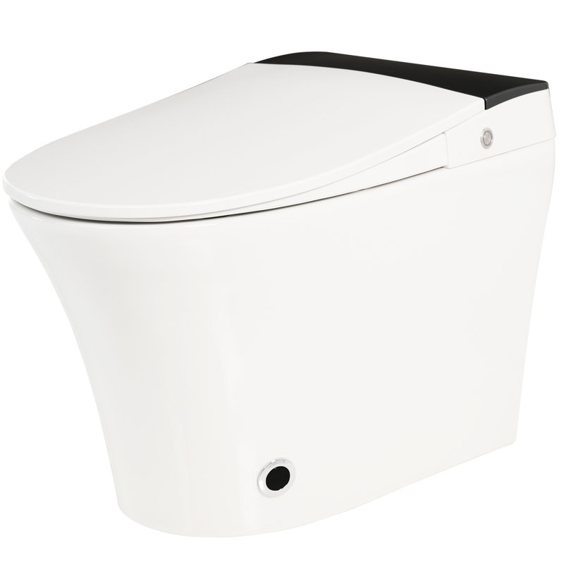Heated Seat Smart Toilet, One Piece Toilet With Auto Flush, , Foot Sensor Blue Night , Knob Operated, Power Outage Flushing, Soft Close Cover, White Bathroom Series Seat, Automatic No Bidet,
